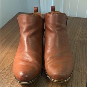 Lucky Brand Tan Leather Women’s Sz 8.5 Side Zipper Ankle Boots